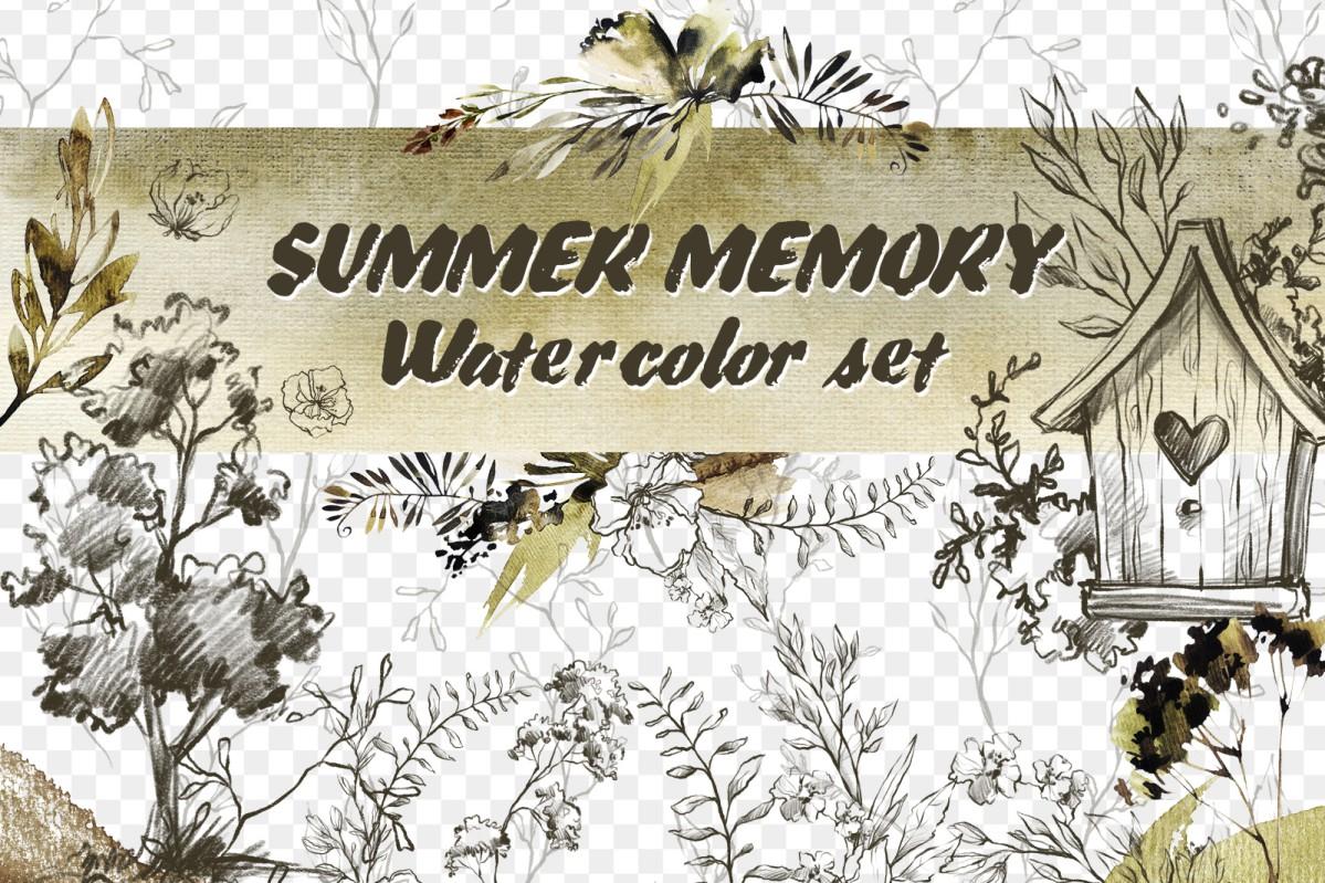 Растровый клипарт SUMMER MEMORY Watercolor set