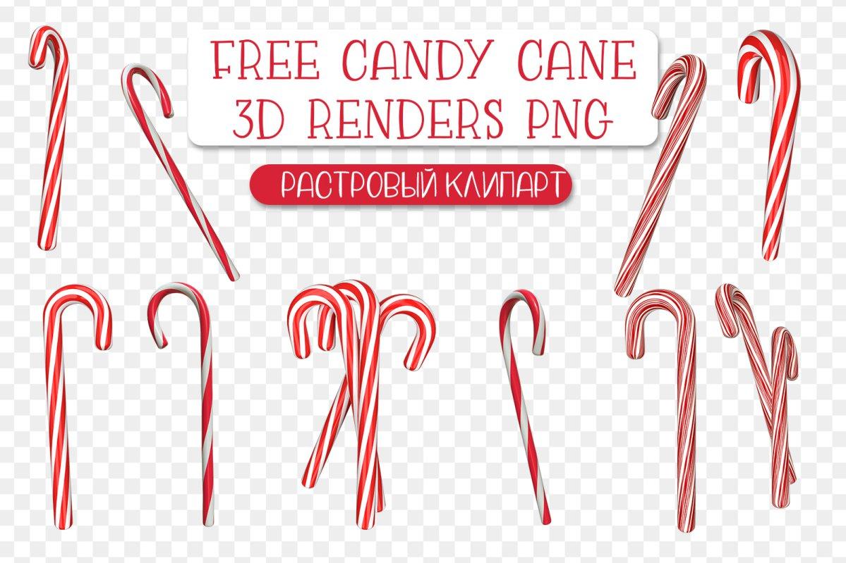 Free Candy Cane 3D Renders PNG