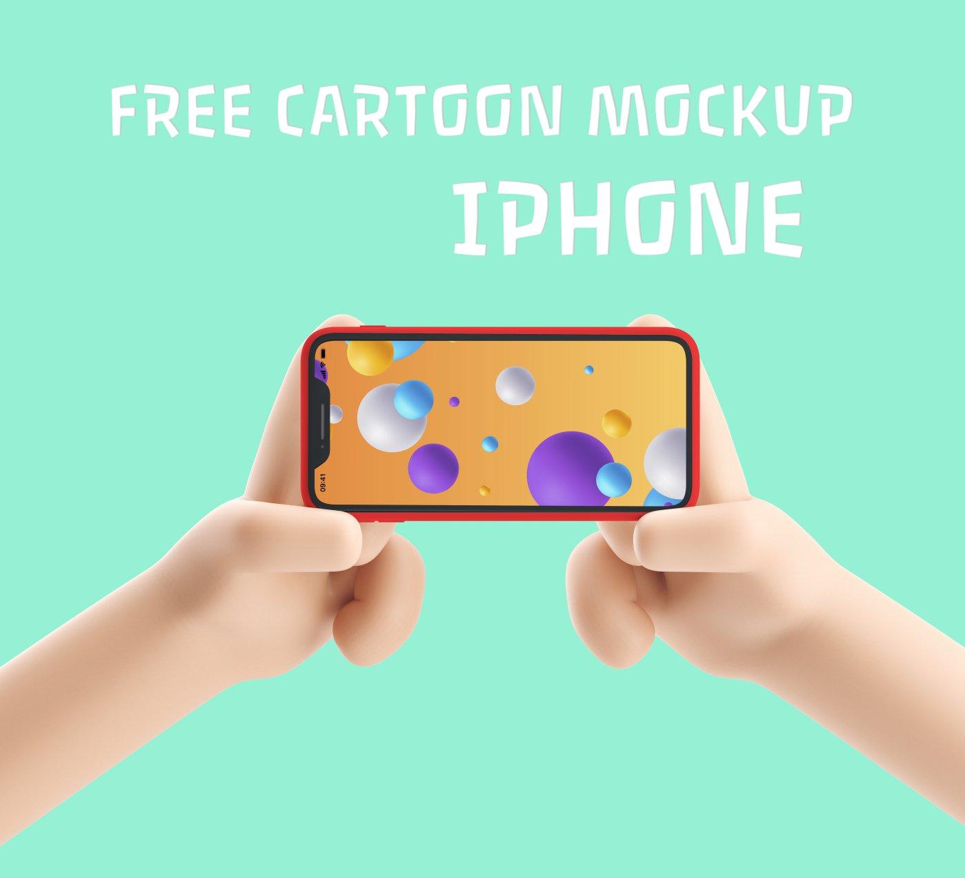 Free Cartoon Mockup Iphone PSD