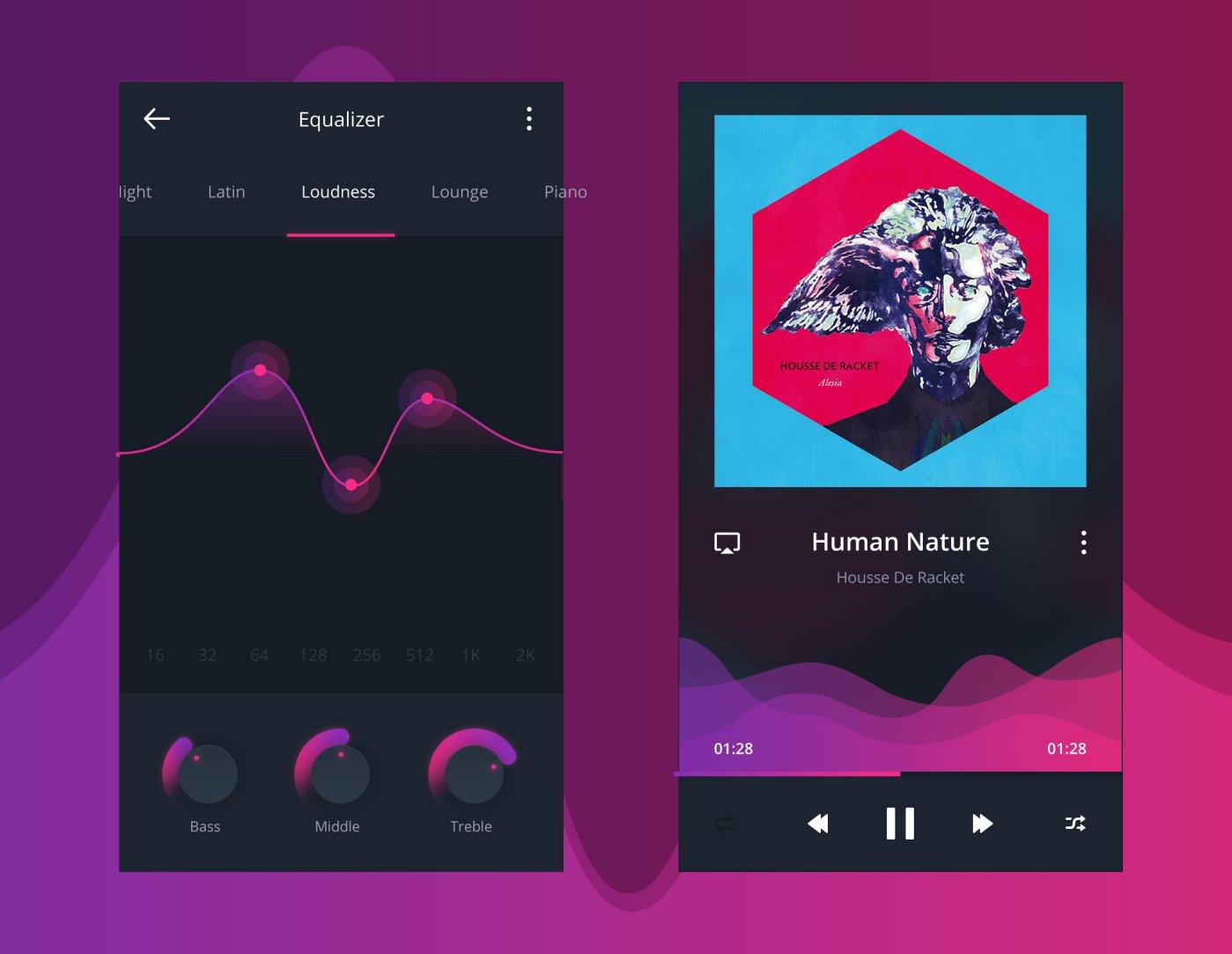 Free Ui Kit Social Music App PSD