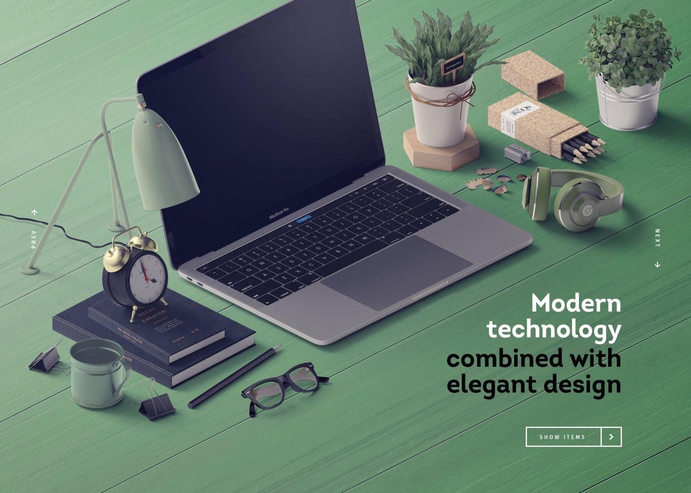 Free Premade Scenes Modern Technology Mockup PSD