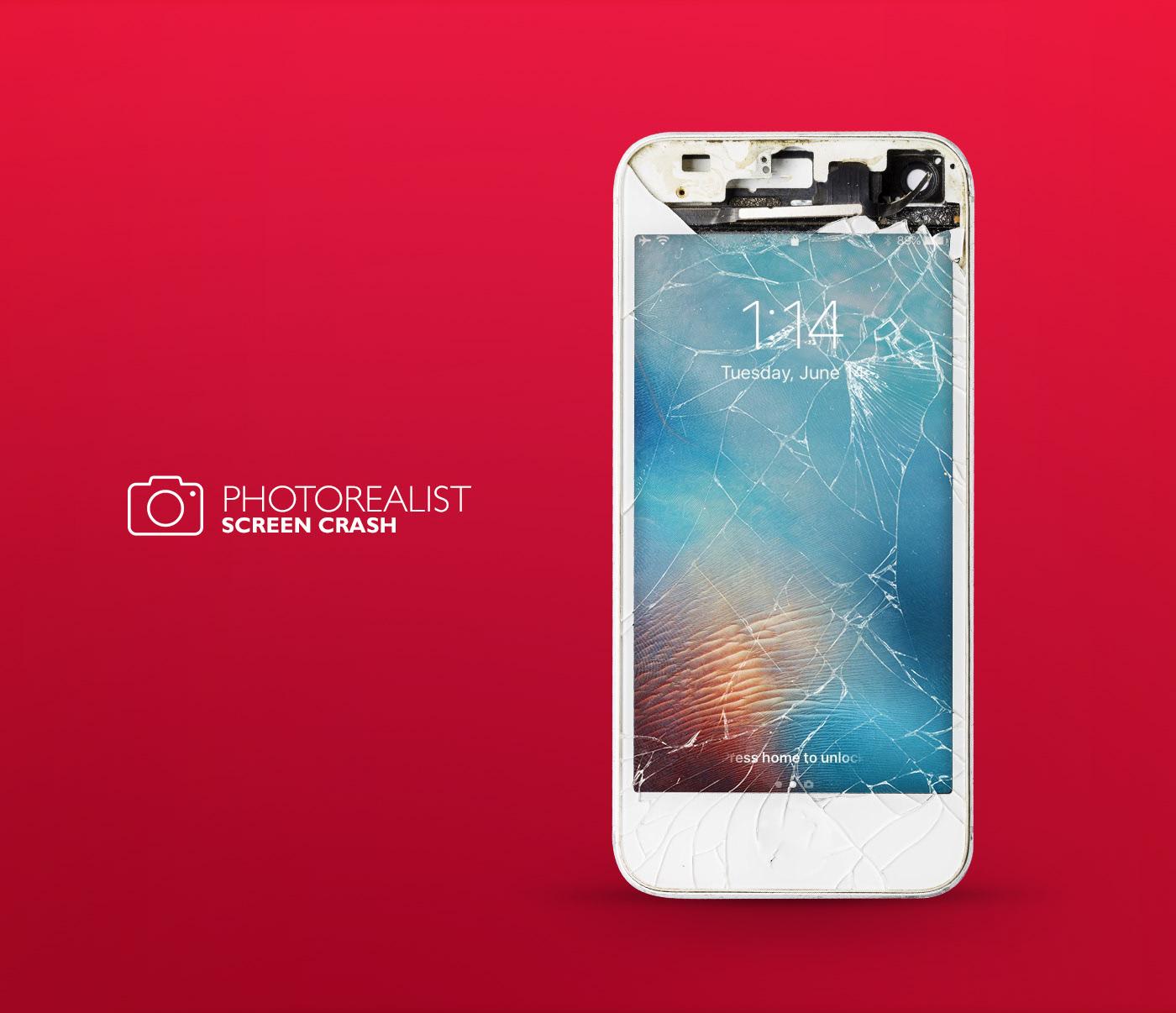 iPhone Screen Cracked Mockup скачать