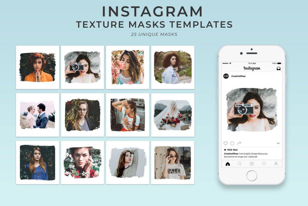 25 Free Textured Instagram Mask PSD Templates