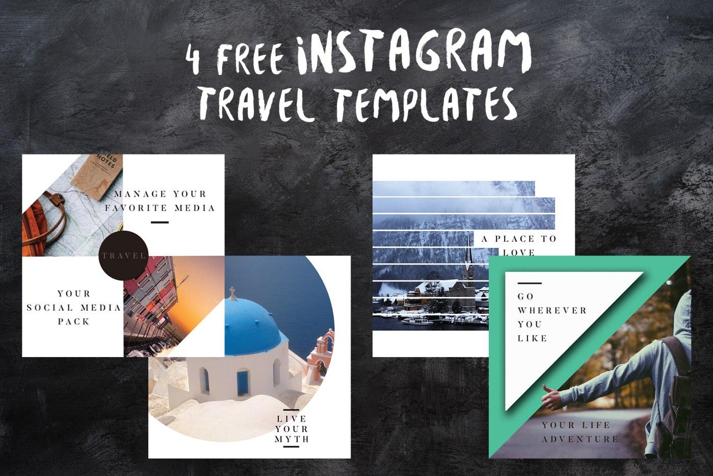 4 Free Instagram Travel Templates PSD