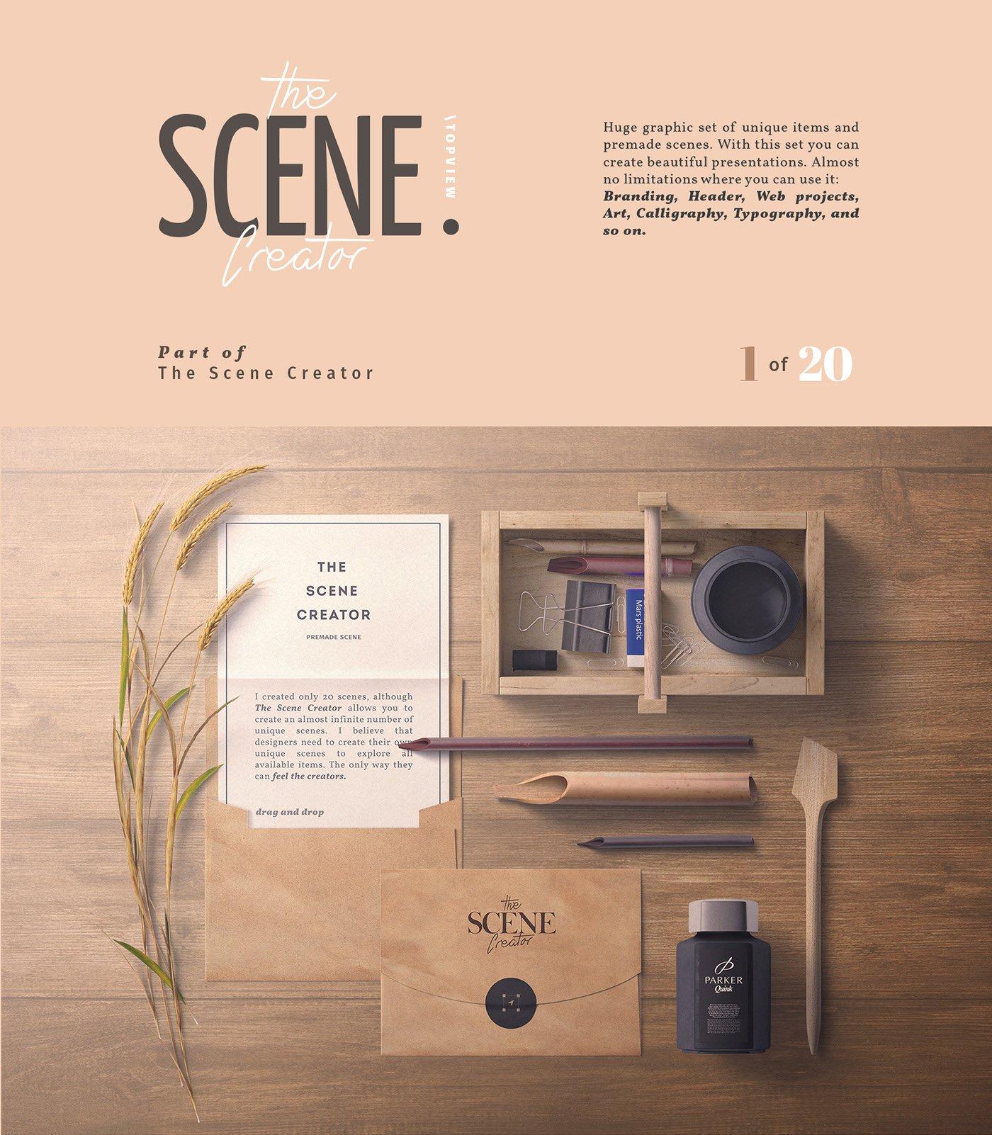 Free Mockup The Scene Creator Topview PSD