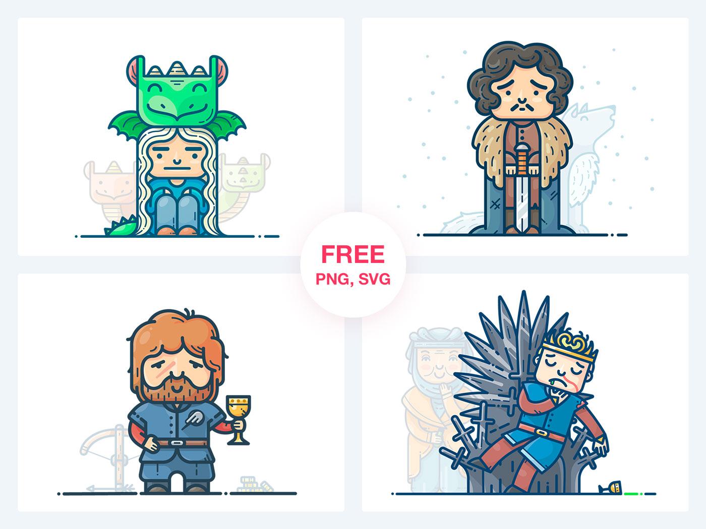 Game of Thrones 4 Characters Illustrations Игра Престолов svg png скачать бесплатно