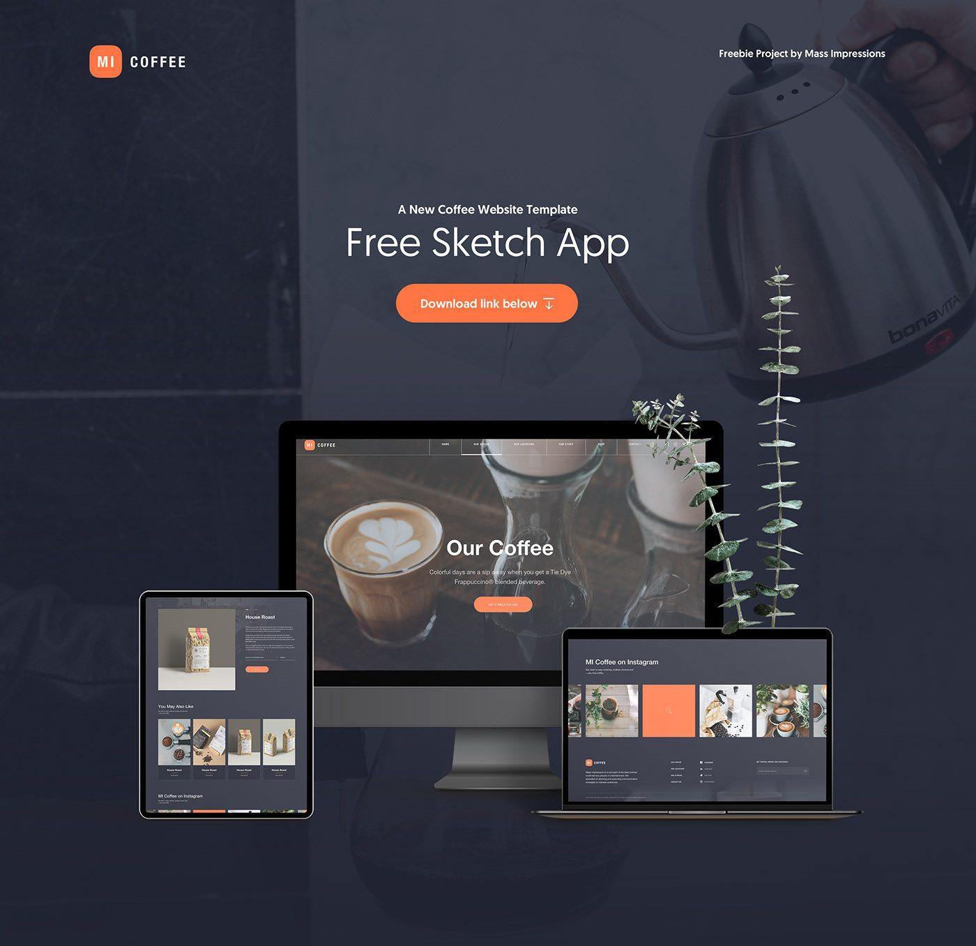 MI Cafe - Free Sketch App Template