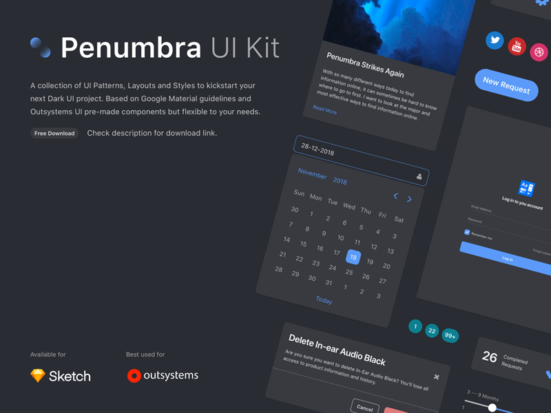 Free Penumbra dark ui kit bruno charters скачать