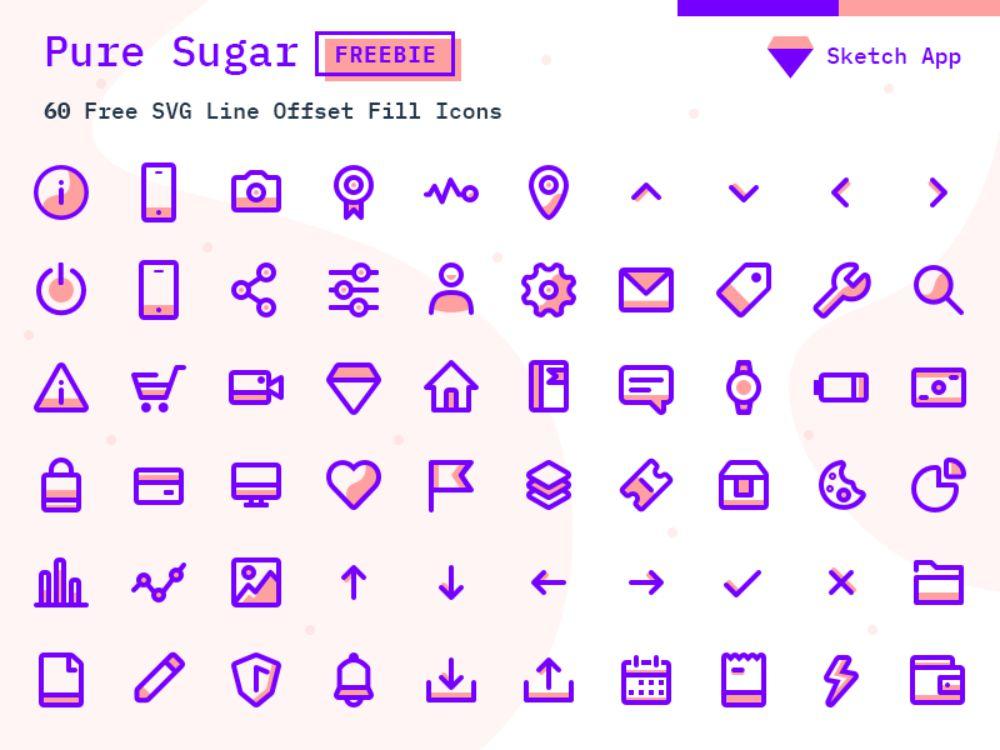 Pure Sugar Free set of 60 SVG icons иконки скачать бесплатно